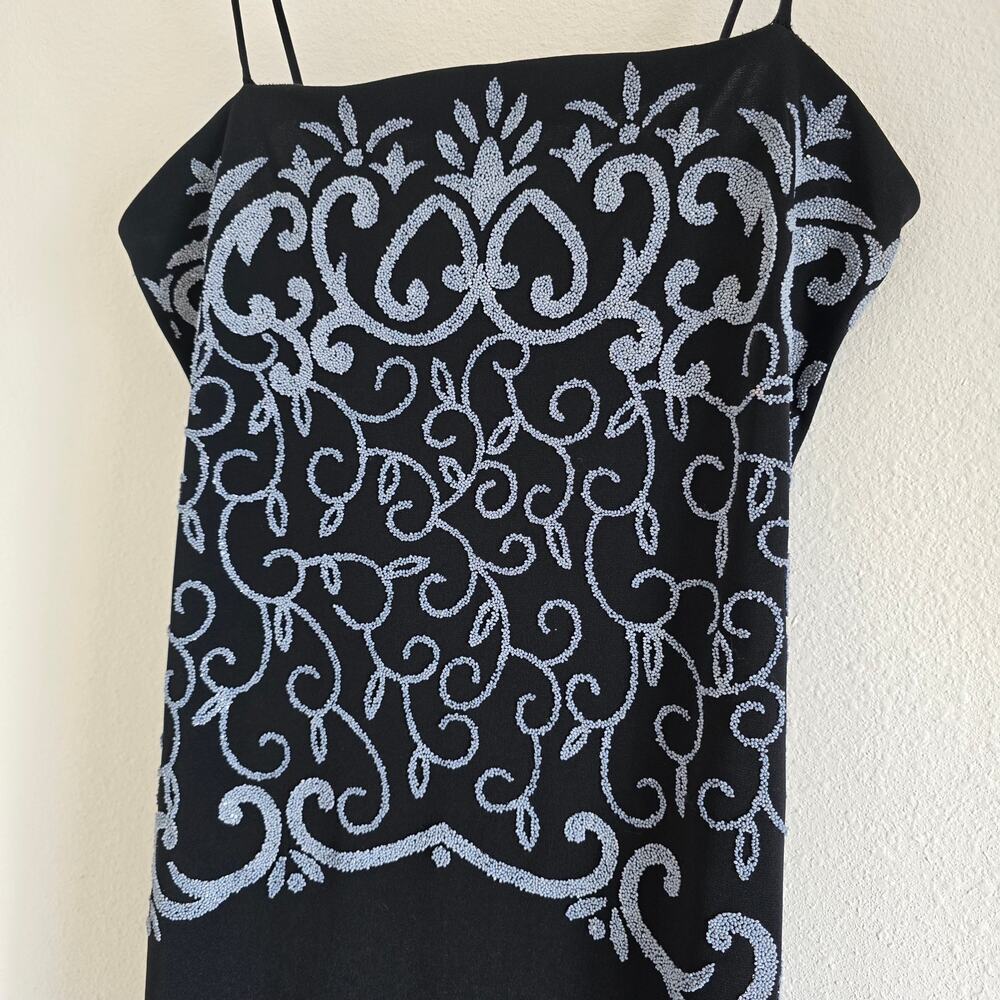 Vintage Roberta Y2K Beaded Black Midi Slip Dress Gown Size S Formal Whimsigoth - Picture 2 of 7